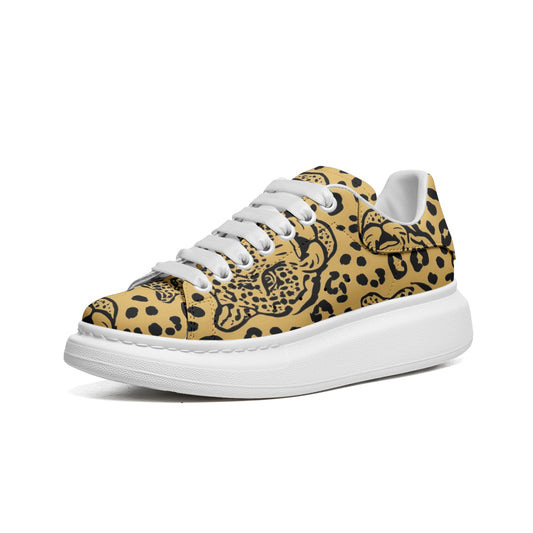 fullbreedcustom Unisex Non Slip Lace Up Faux Leather Sneakers