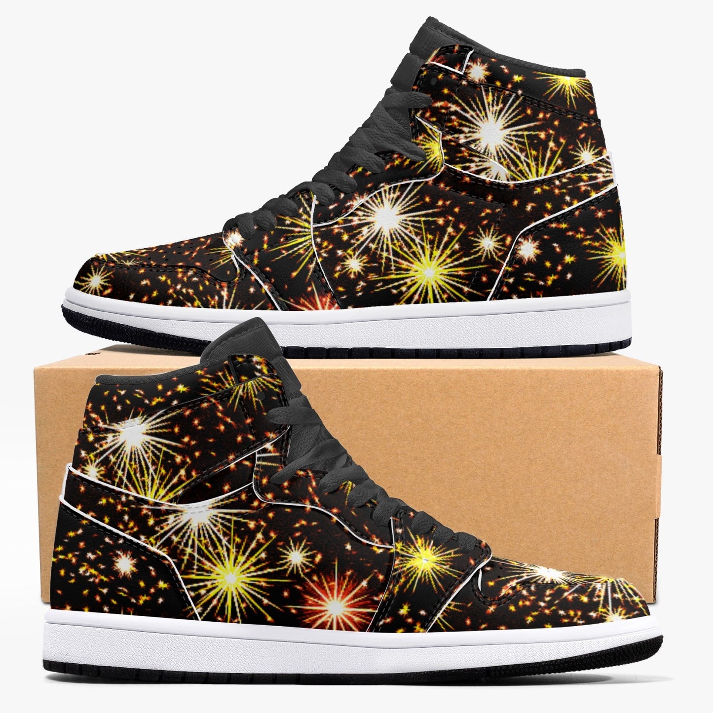 352. AJ1 Black High-Top Leather Sneakers