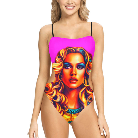kokorepublic Women's Spaghetti Strap Cut Out Sides Swimsuit