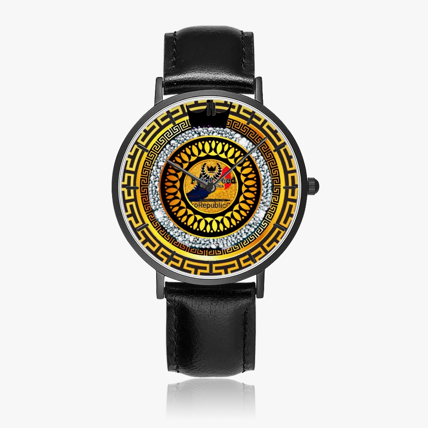 kokorepublic 163. Hot Selling Ultra-Thin Leather Strap Quartz Watch (Black With Indicators)
