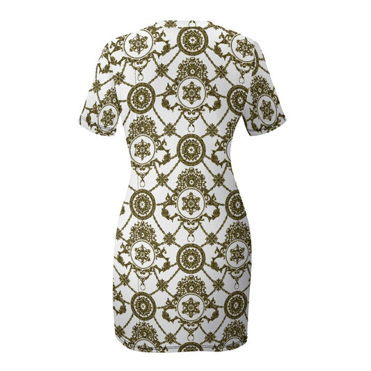 White Crew Neck Short Sleeve Dress