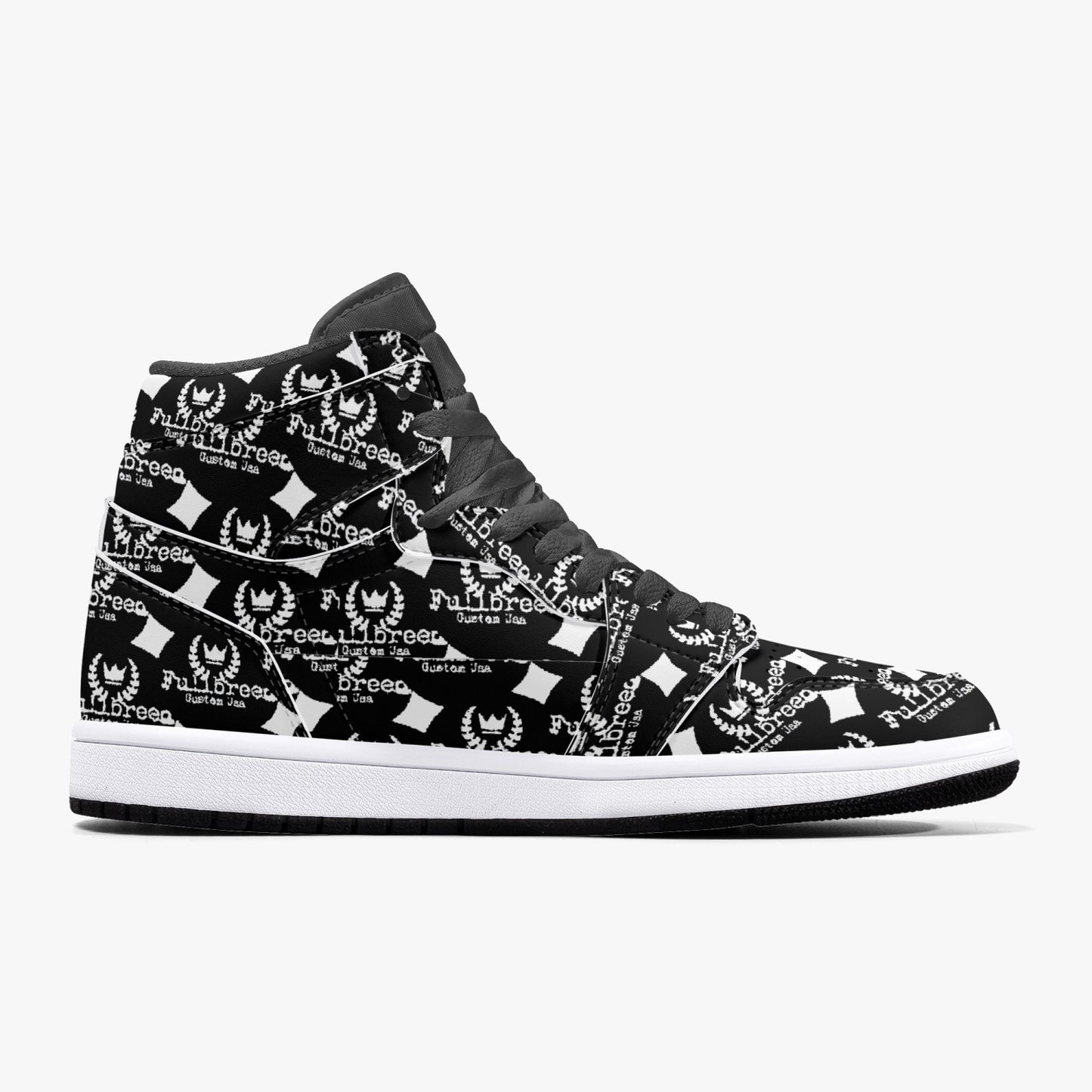 kokorepublic 352. AJ1 Black High-Top Leather Sneakers