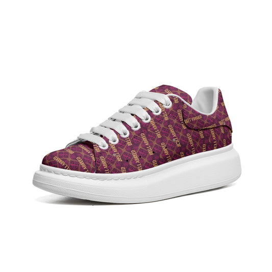 Bellabreed Unisex Non Slip Lace Up Faux Leather Sneakers