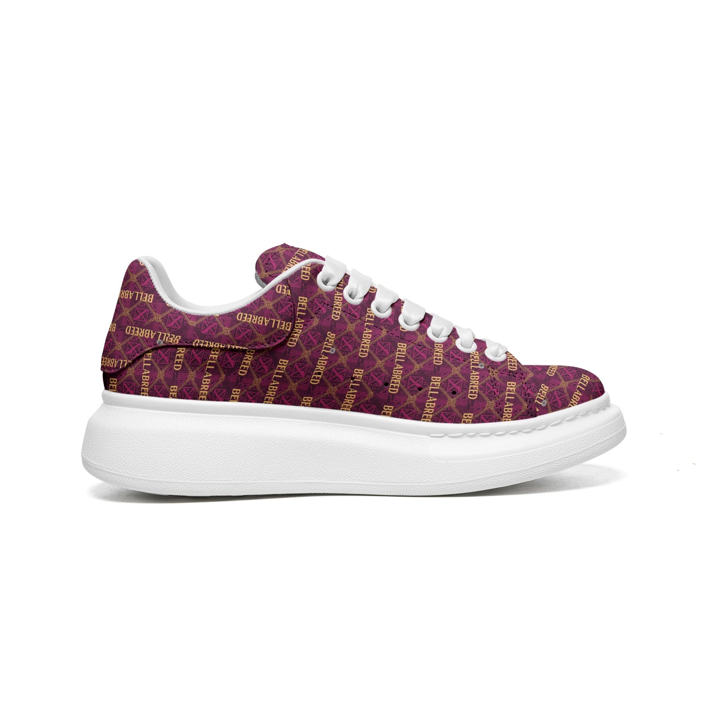 Bellabreed Unisex Non Slip Lace Up Faux Leather Sneakers