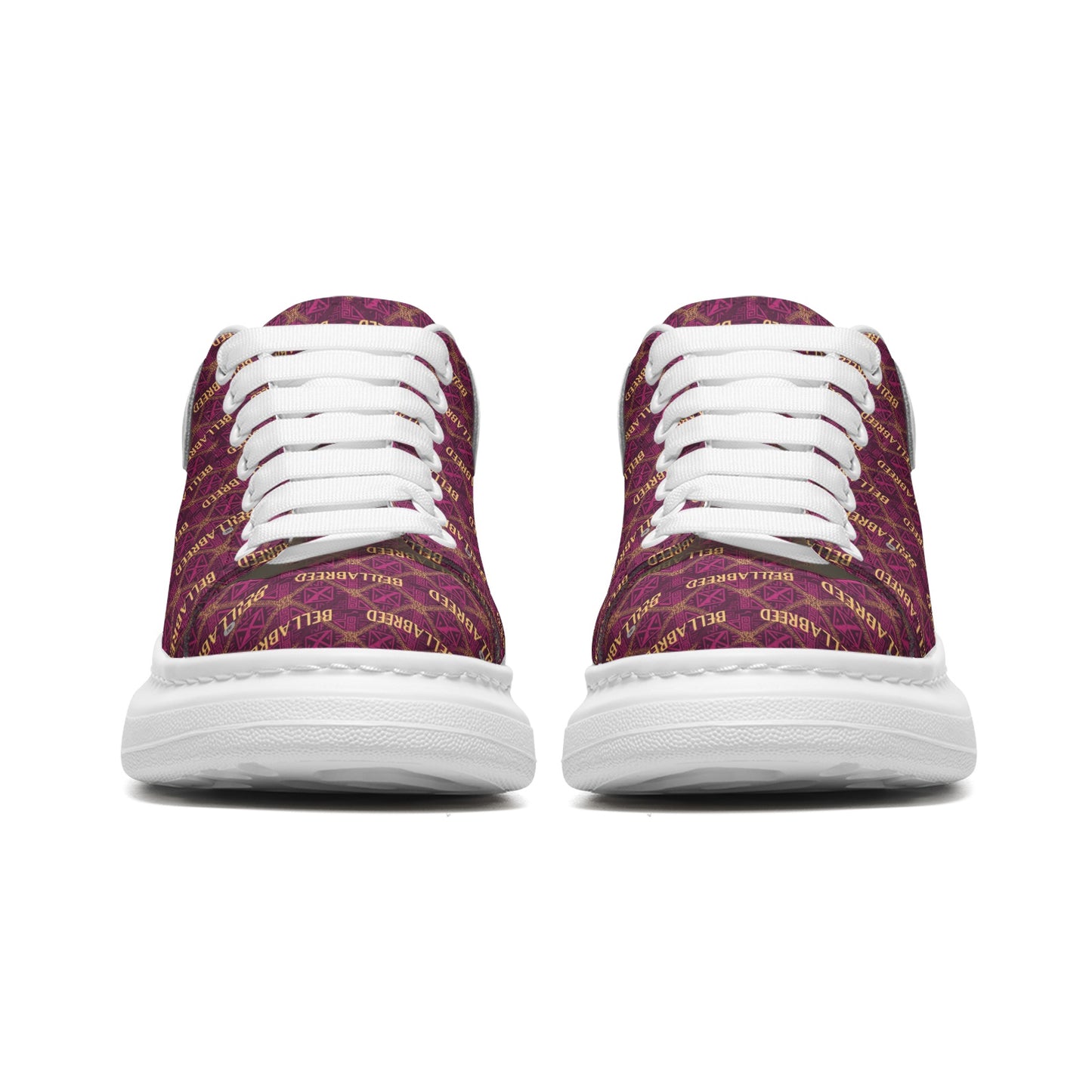 Bellabreed Unisex Non Slip Lace Up Faux Leather Sneakers