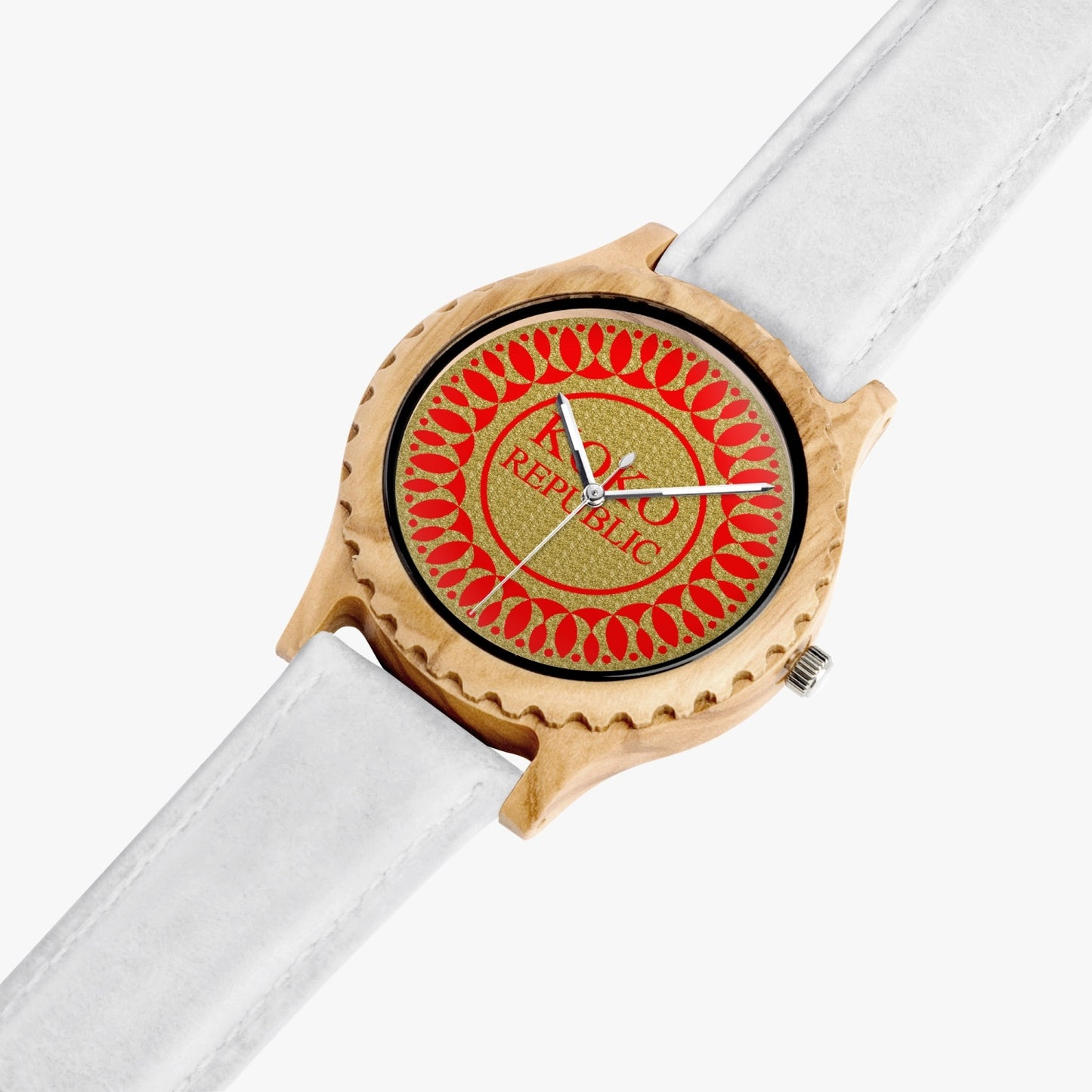 kokorepublic 205. Italian Olive Lumber Wooden Watch - Leather Strap