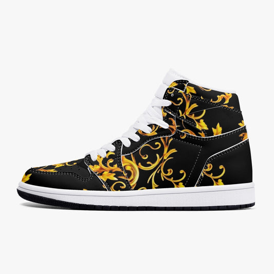 kokorepublic 352. AJ1 Black High-Top Leather Sneakers