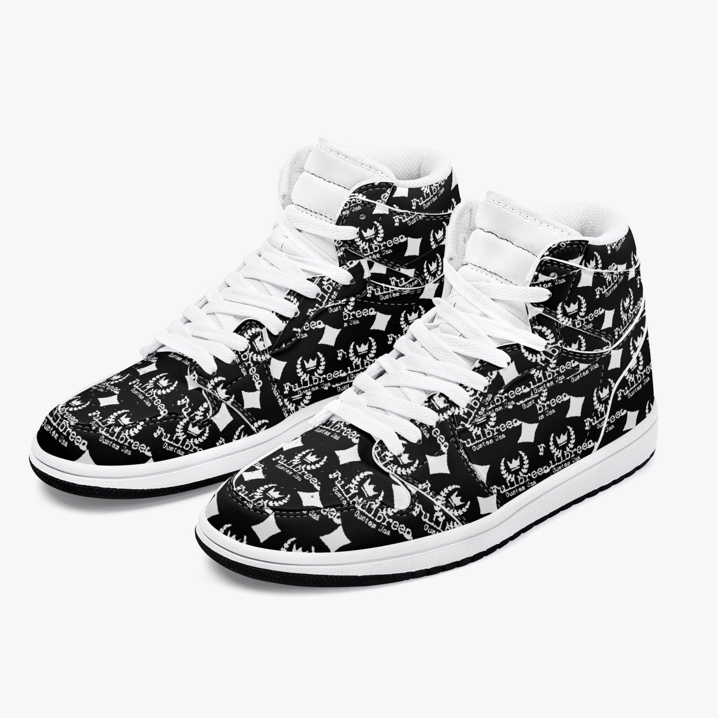 kokorepublic 352. AJ1 Black High-Top Leather Sneakers