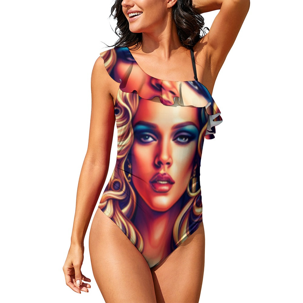 kokorepublic Ladies One Shoulder One Piece Swimsuit