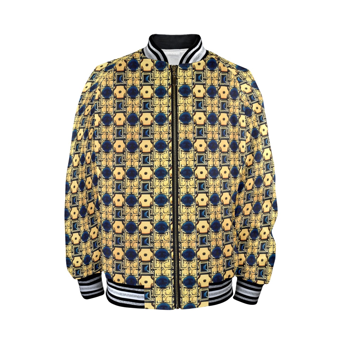 kokorepublicboutique Men's Striped Trim Bomber Jacket