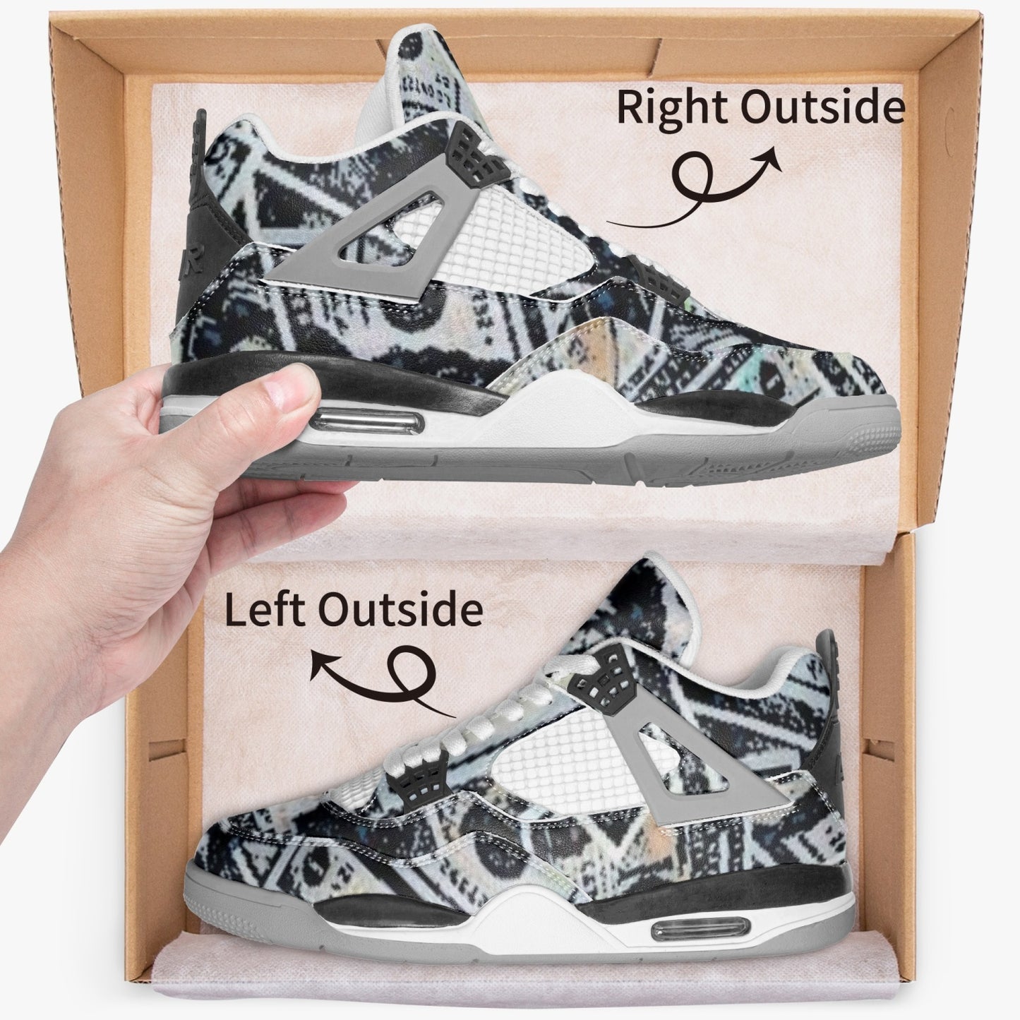 kokorepublic 699. AJ4 Basketball Sneakers -Grey Sole