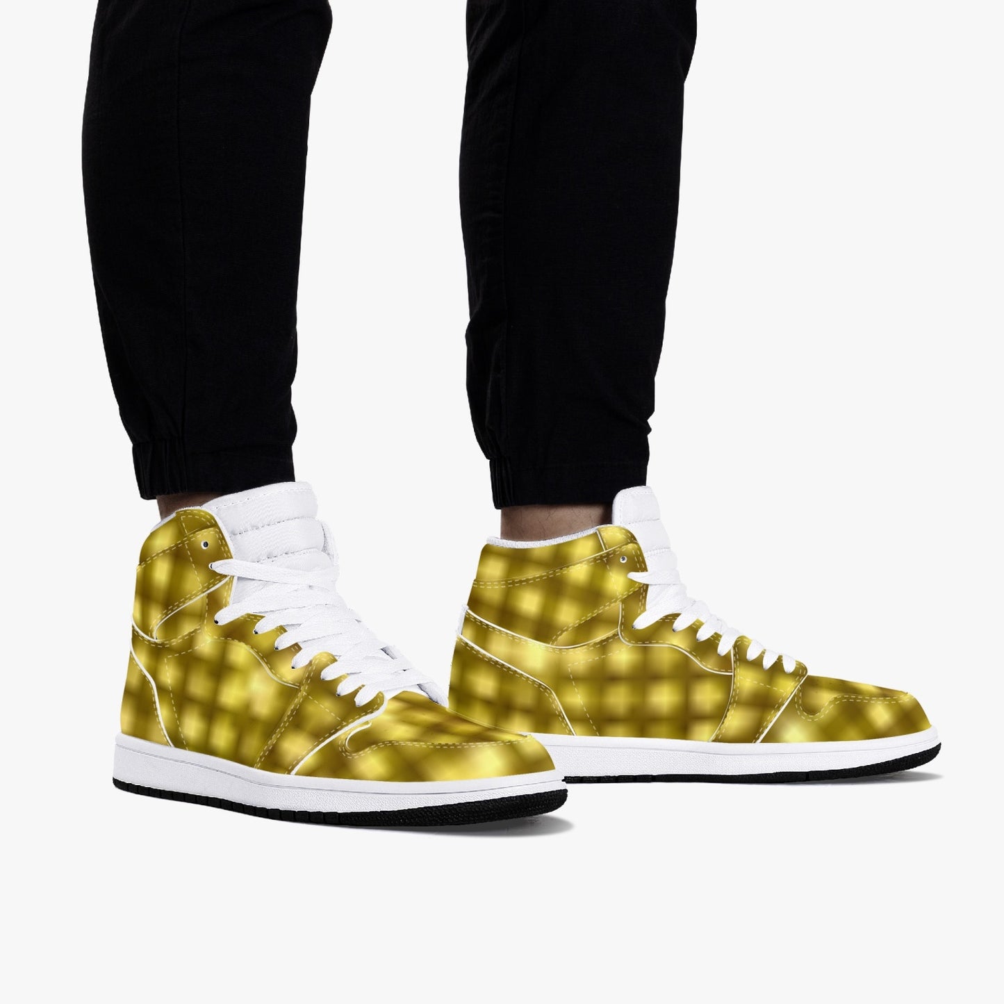 352. AJ1 Black High-Top Leather Sneakers