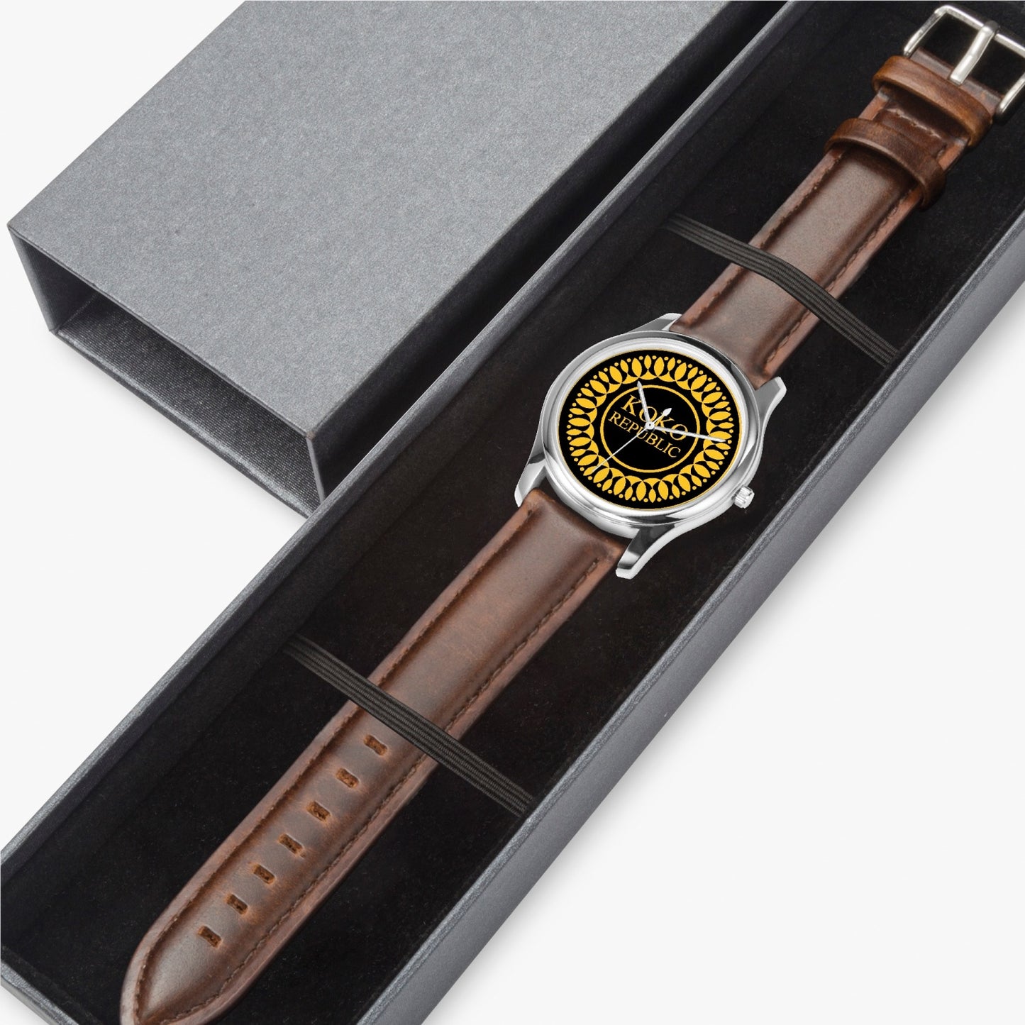 kokorepublic 152. Stylish Leather Strap Classic Quartz Watch (Silver)
