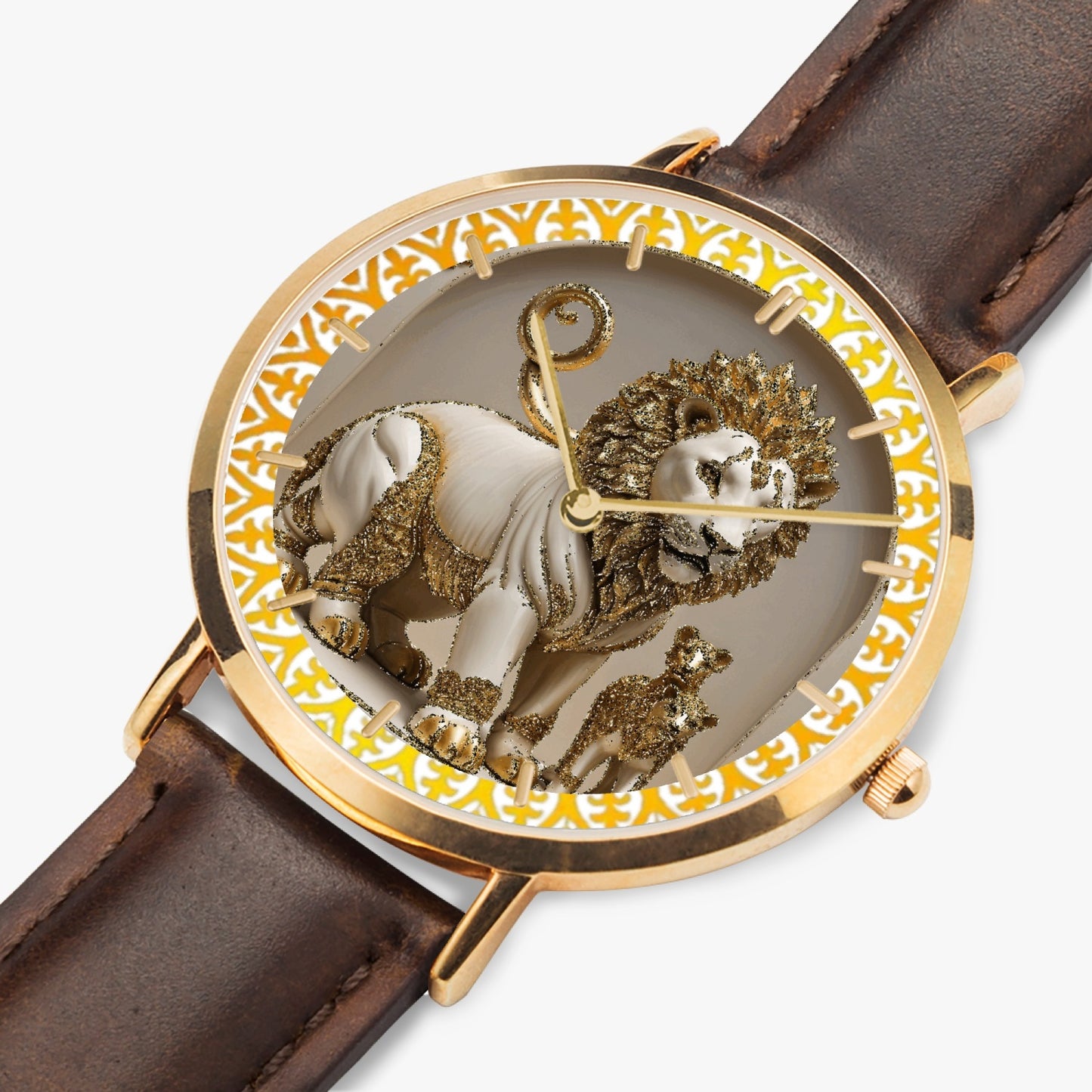 164. Hot Selling Ultra-Thin Leather Strap Quartz Watch (Rose Gold With Indicators)