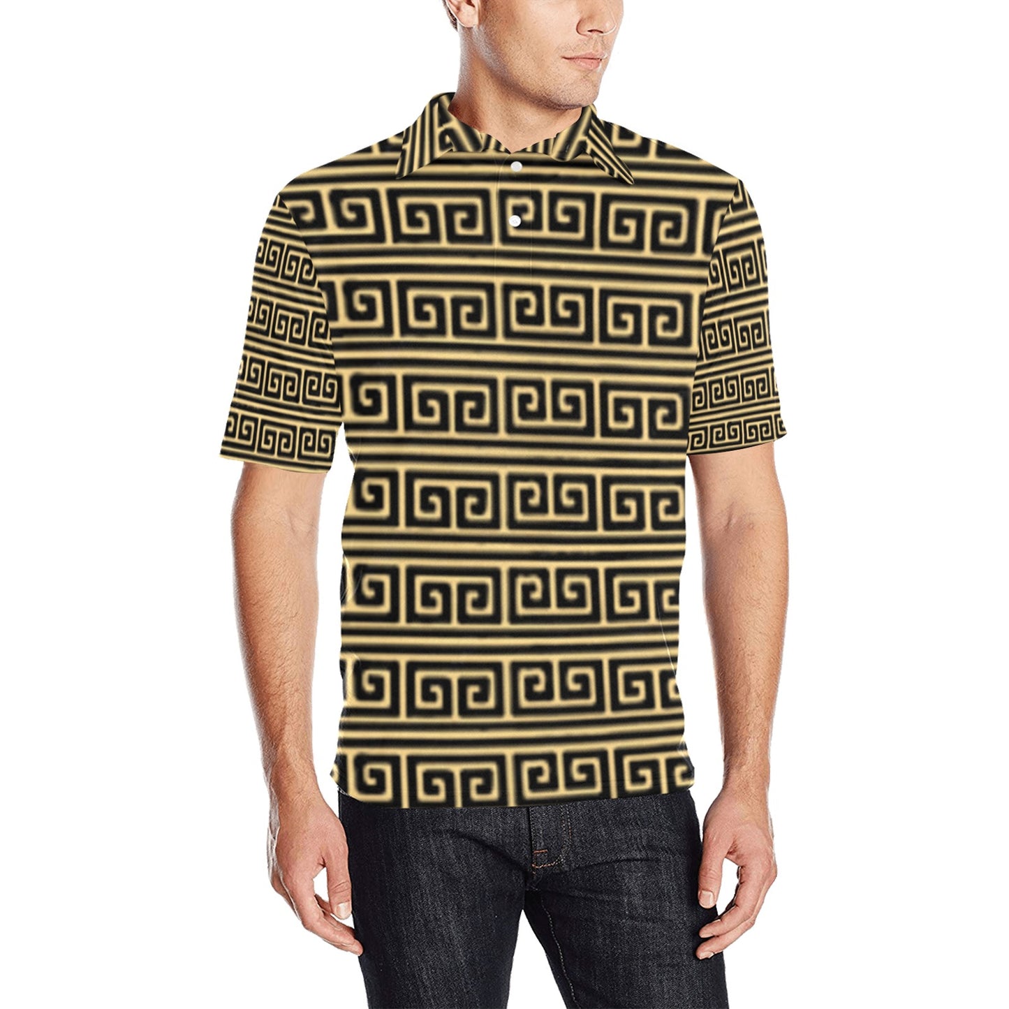 Men's All Over Print Polo Shirt (T55)