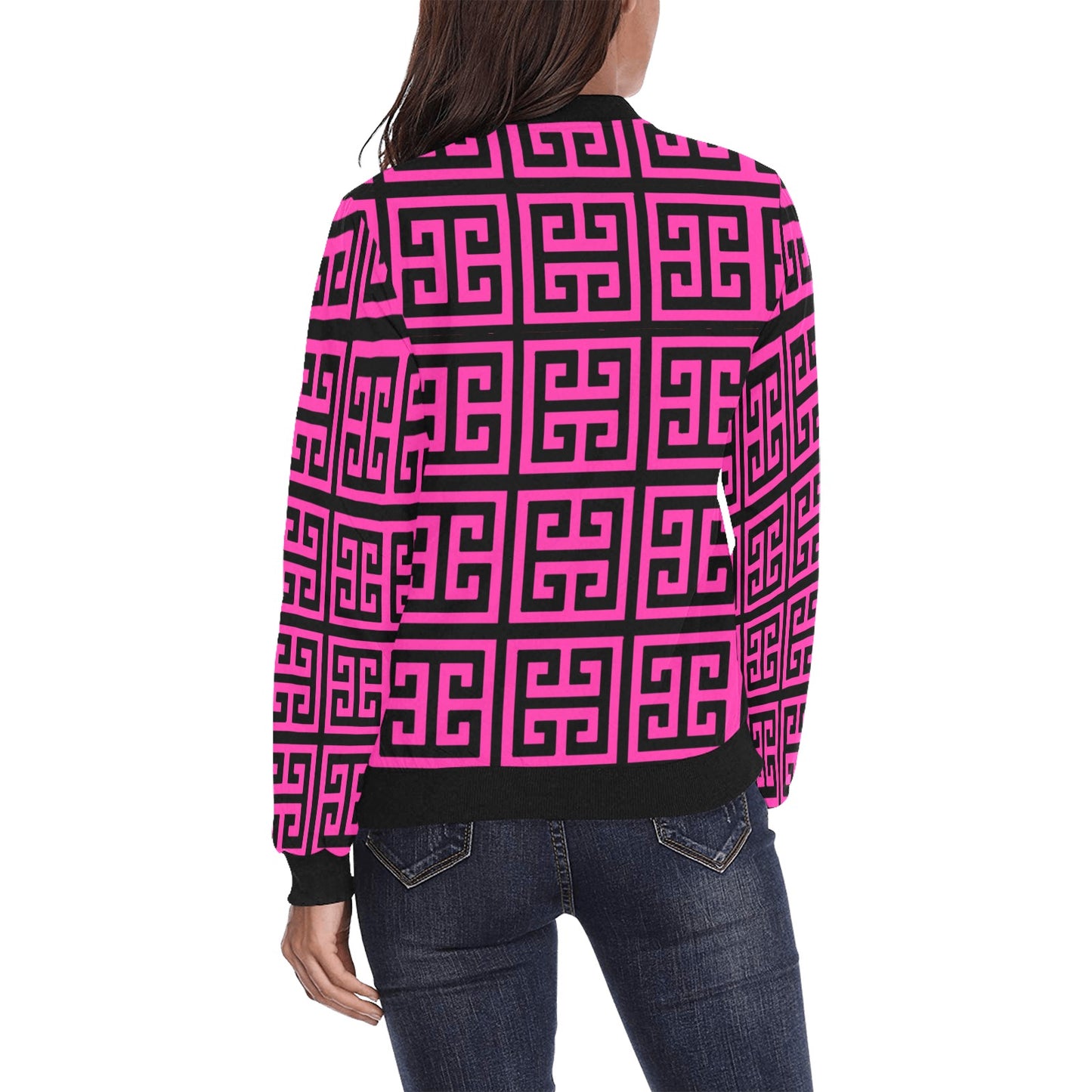 kokorepublic Women's All Over Print Bomber Jacket(Model H36)