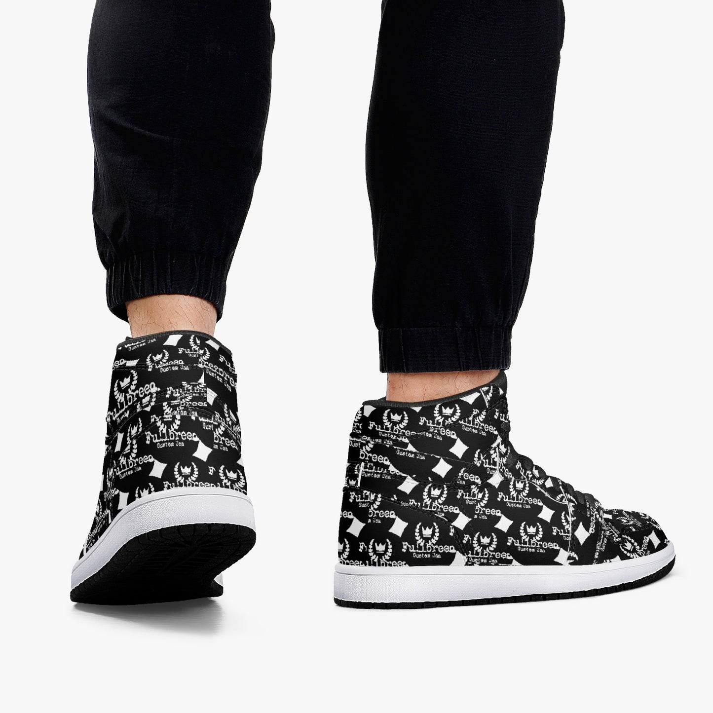 kokorepublic 352. AJ1 Black High-Top Leather Sneakers
