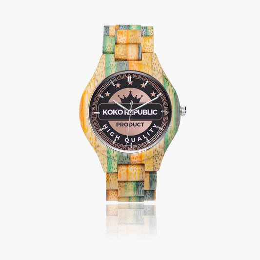 KOKOREPUBLIC   884. Camouflage Wooden Watch - Green&Blue