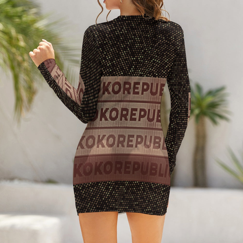 kokorepublic Women's Zipper Long Sleeve Hip Dress