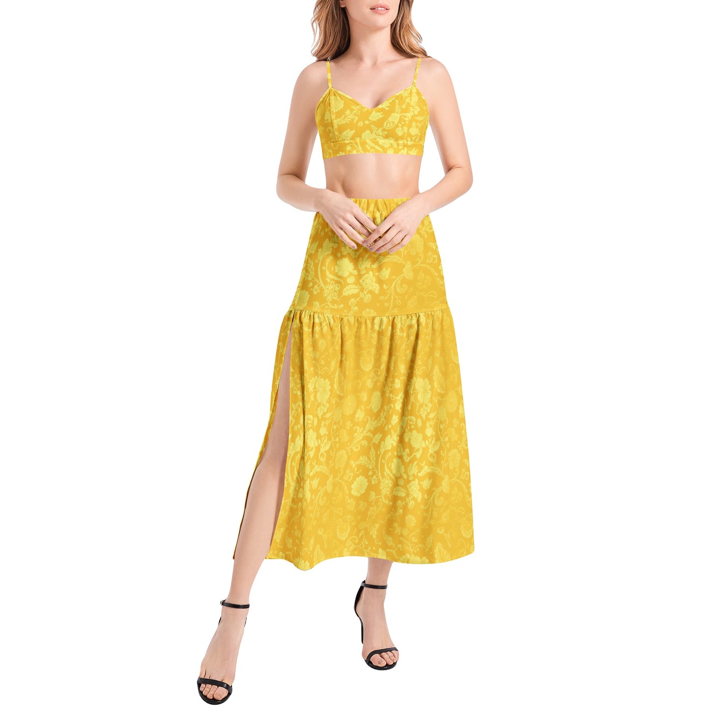 Fullbreedcustom Bralette Top and High Slit Thigh Skirt Set