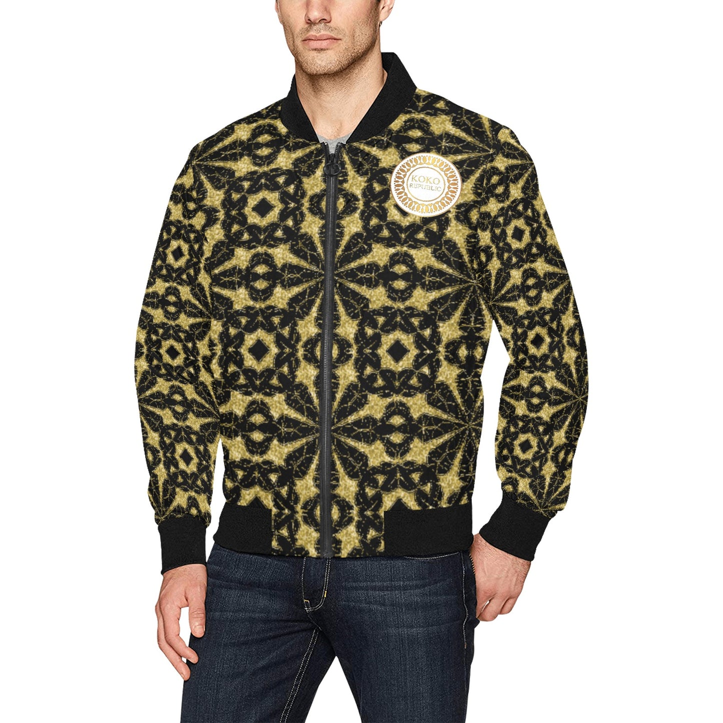 kokorepublic Men's All Over Print Bomber Jacket (Model H31)