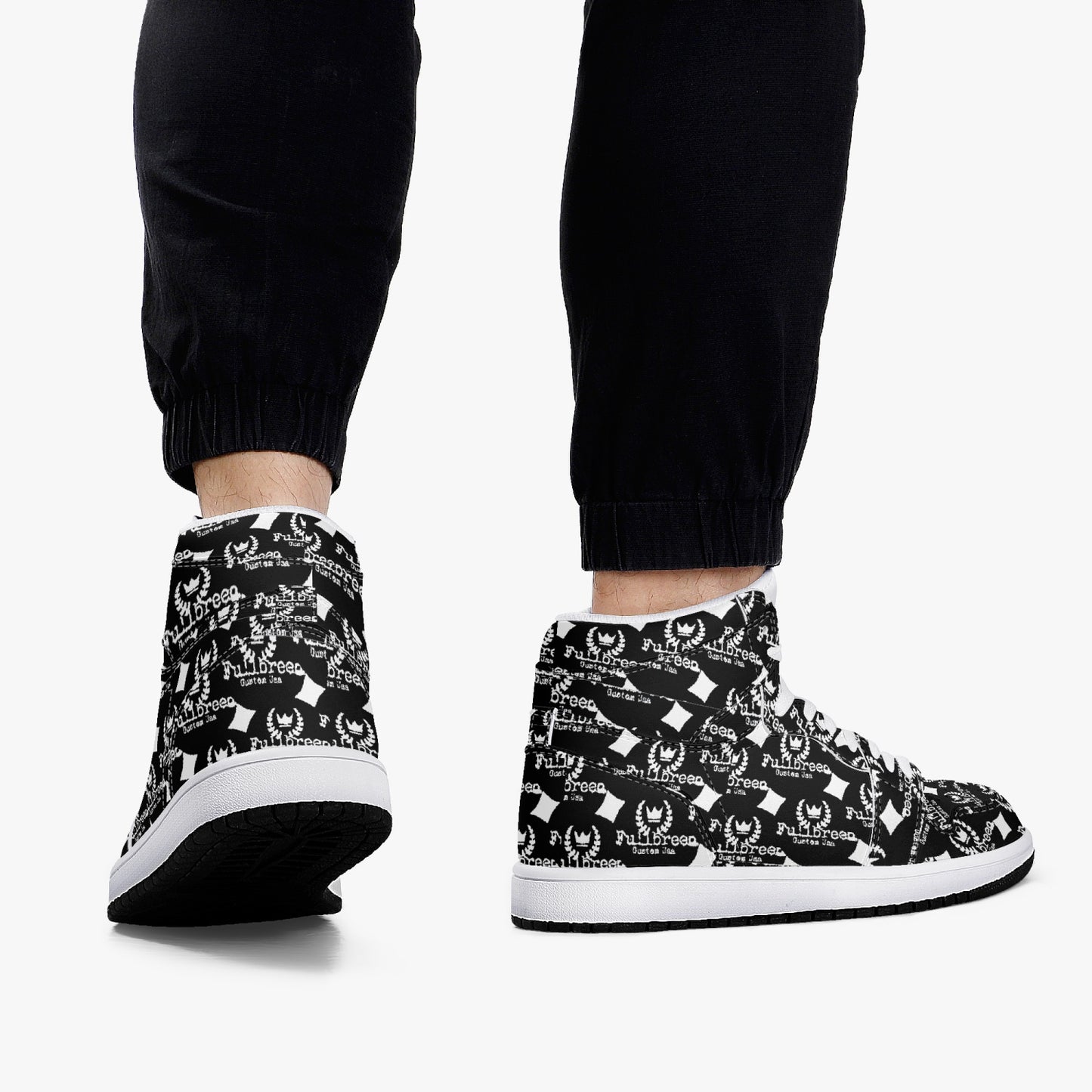 kokorepublic 352. AJ1 Black High-Top Leather Sneakers