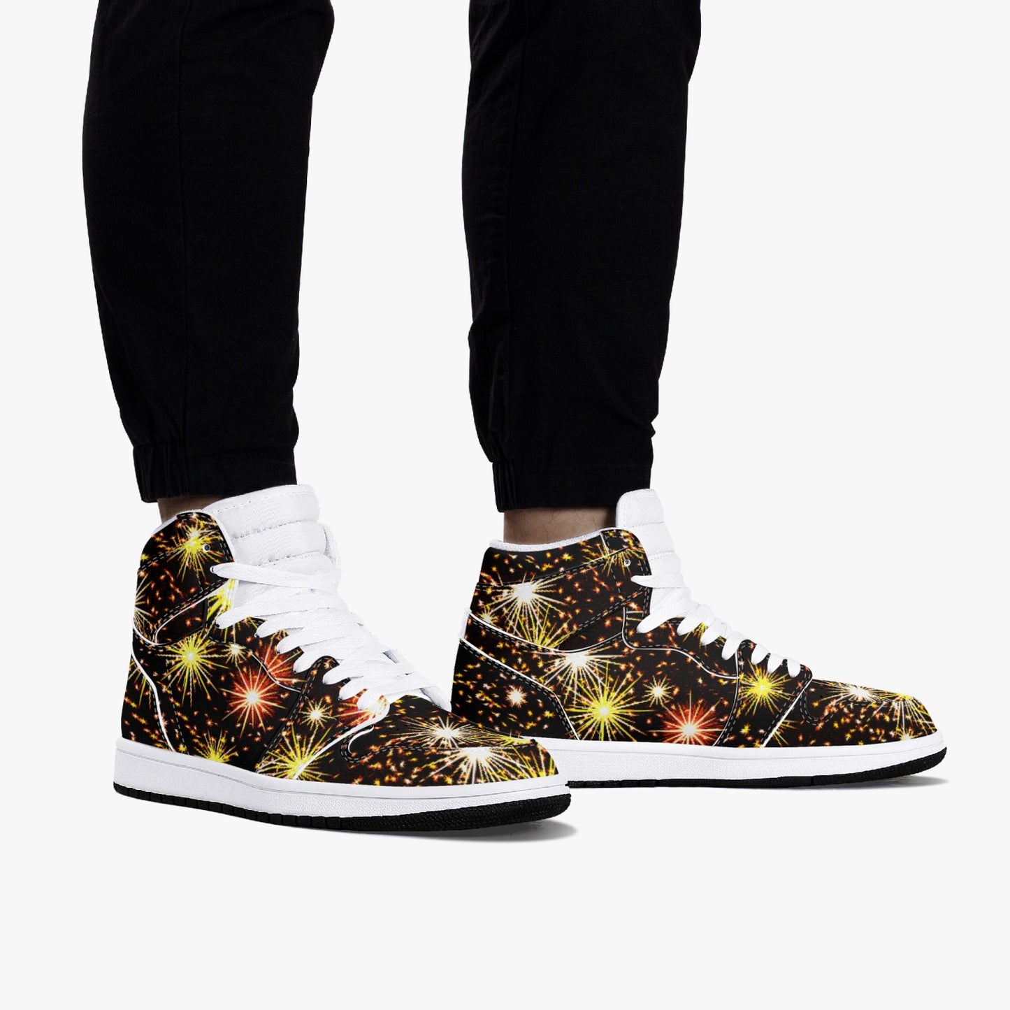 352. AJ1 Black High-Top Leather Sneakers
