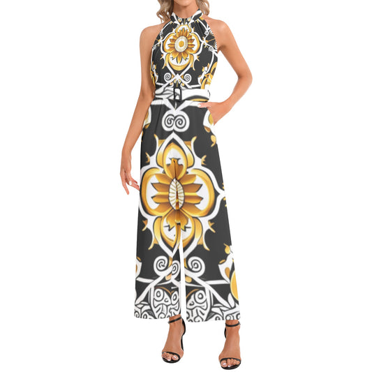 kokorepublic Halter Neck Buckle Belted Jumpsuit