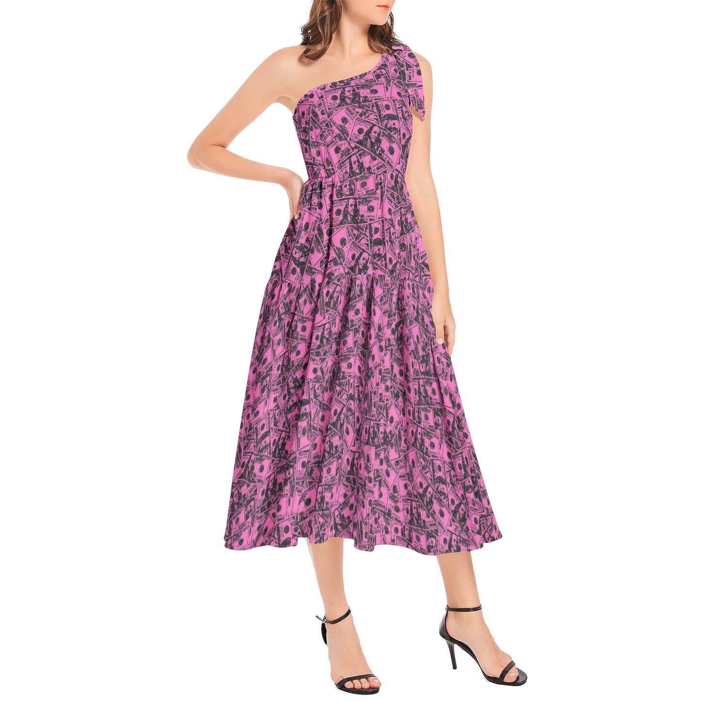 kokorepublic      Ruffle Hem One Shoulder Midi Dress