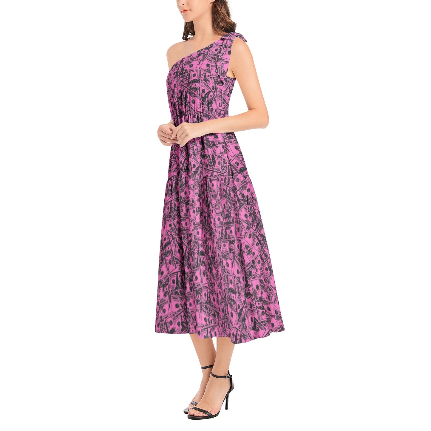 kokorepublic      Ruffle Hem One Shoulder Midi Dress