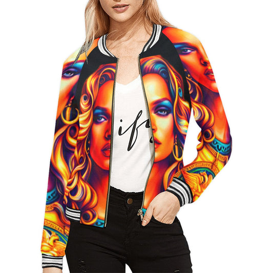 Lumii_20231104_072511641 Women's All Over Print Horizontal Stripes Jacket (Model H21)