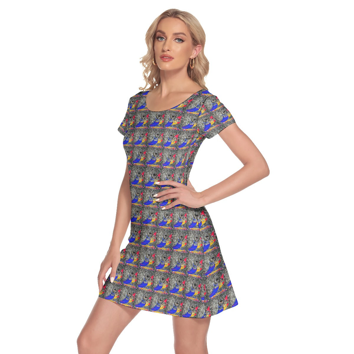 All-Over Print Women's Short Sleeve O-neck Dress
