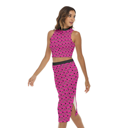 FullbreedCustom pink Women's Tank Top & Split High Skirt Set