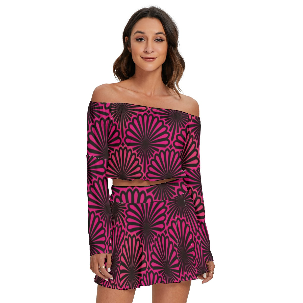 Kokorepublic Women's Off-shoulder Top And Skirt Set