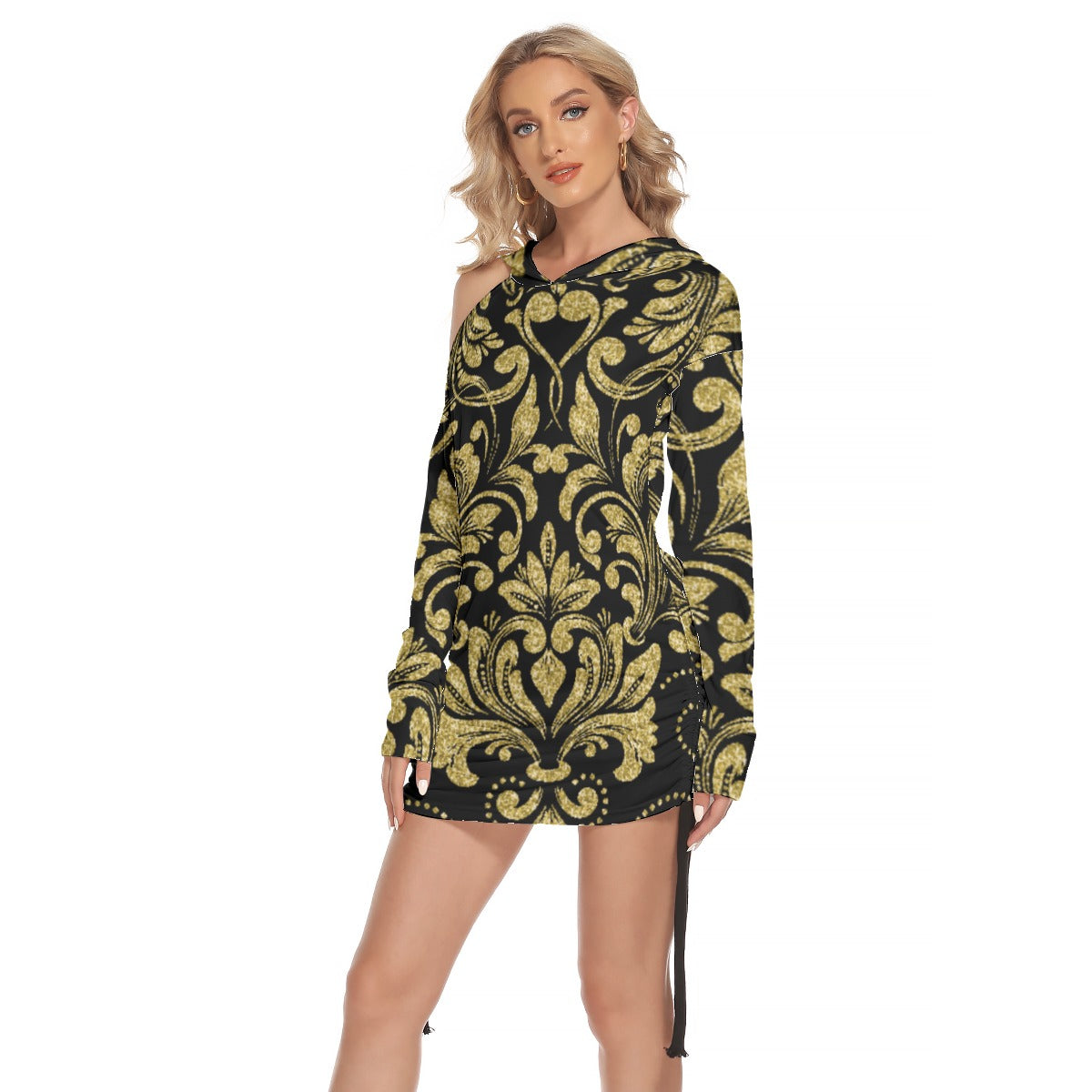 Kokorepublic  Print Women's One-shoulder Dress With Waist Shirring