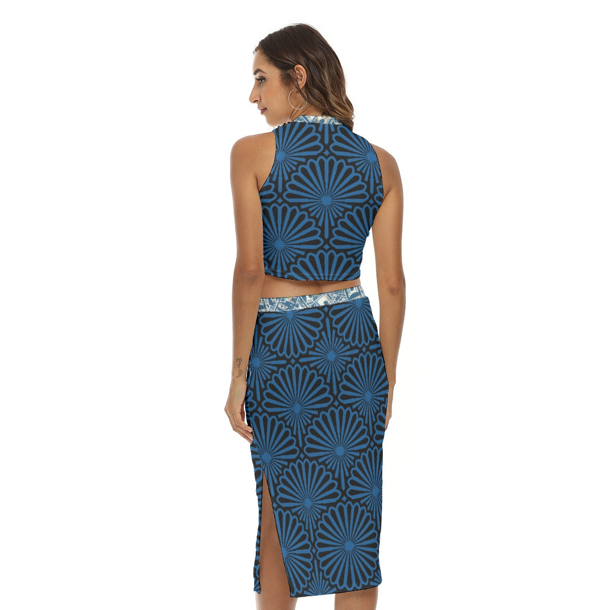 kokorepublic  Print Women's Tank Top & Split High Skirt Set