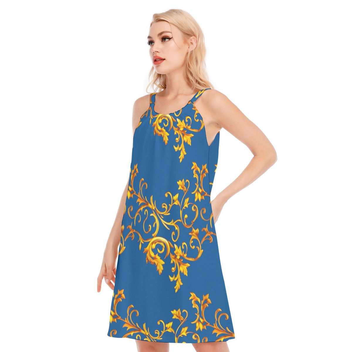 All-Over Print Women's O-neck Cami Dress | 190GSM Cotton