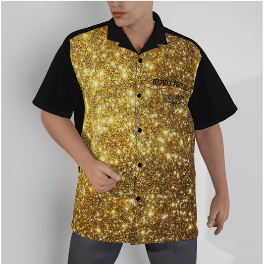 All-Over Print Men's Hawaiian Shirt With Button Closure