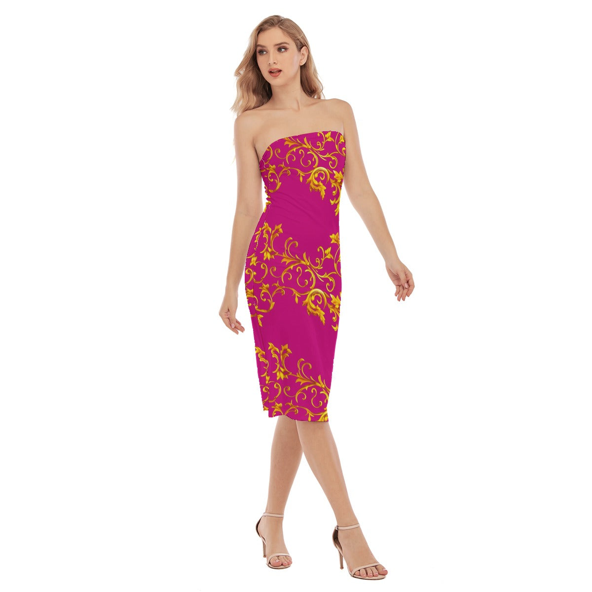 kokorepublic  Print Women's Side Split Tube Top Dress