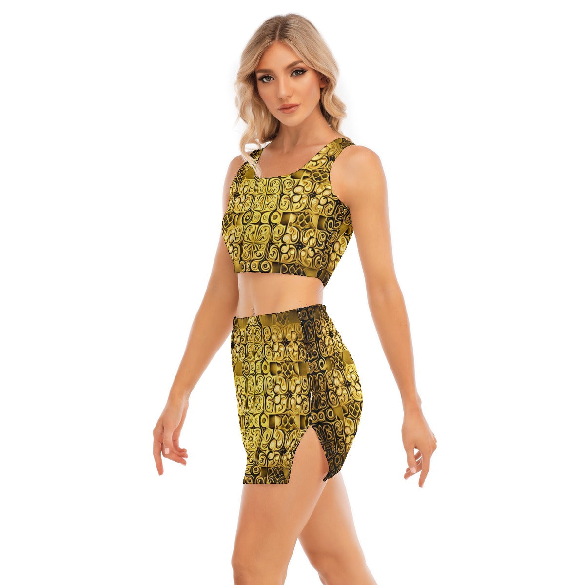 All-Over Print Women's Camisole And Hip Skirt Suit