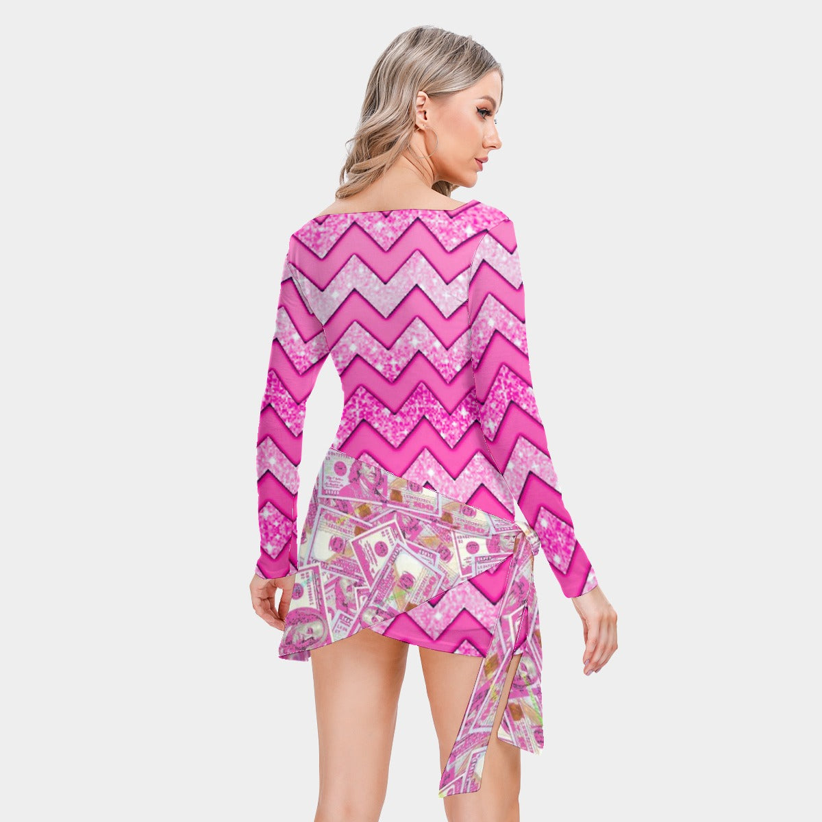 kokorepublic  Print Women’s Square Collar Dress With Long Sleeve