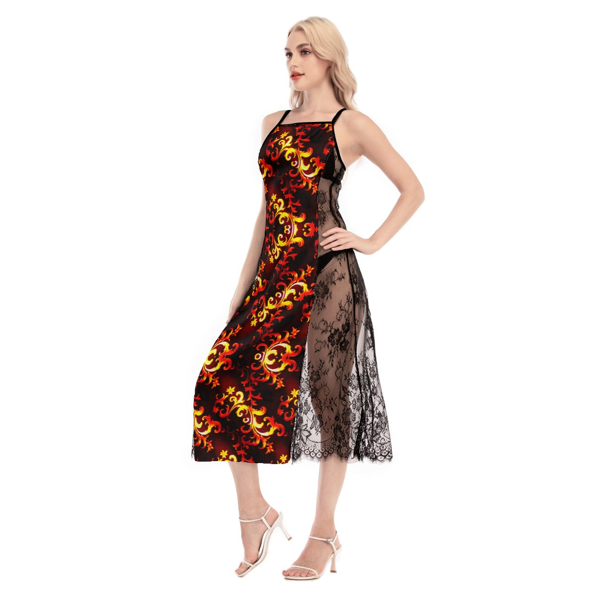 kokorepublic  Print Women's Lace Cami Cross Back Dress