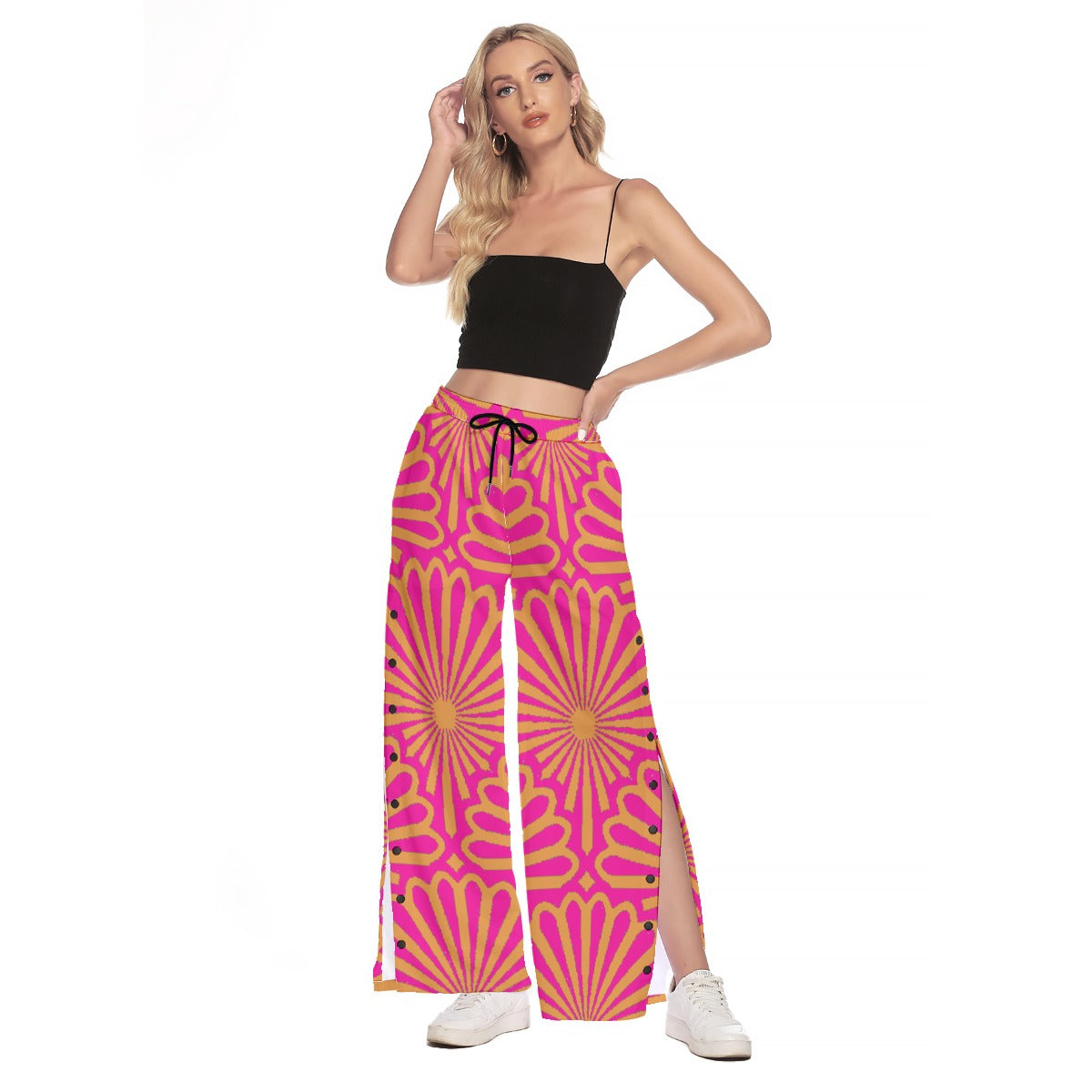 kokorepublic  Women's Side Slit Snap Button Trousers