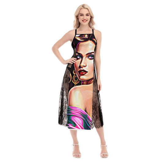 kokorepublic  Print Women's Lace Cami Cross Back Dress