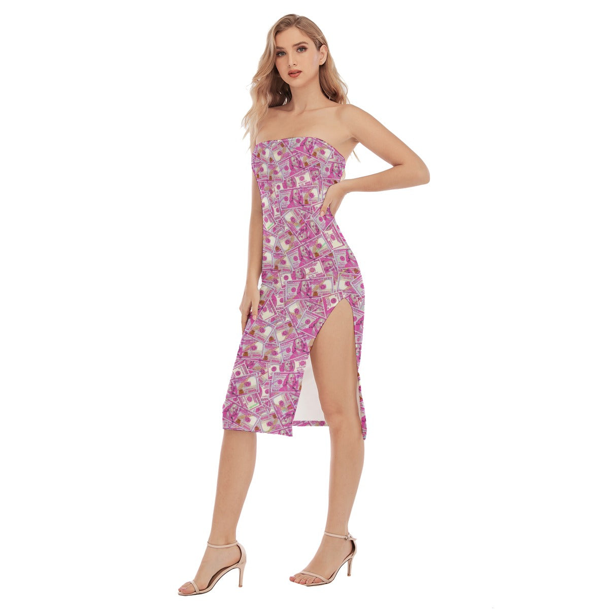 kokorepublic  Print Women's Side Split Tube Top Dress