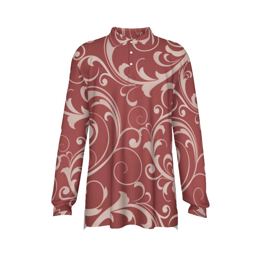 All-Over Print Men's Long Sleeve Polo Shirt