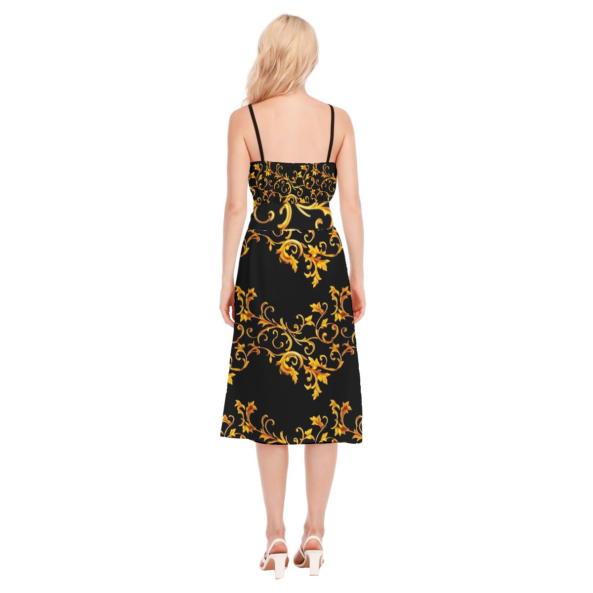 kokorepublic Print Women's V-neck Cami Dress With Waist Band