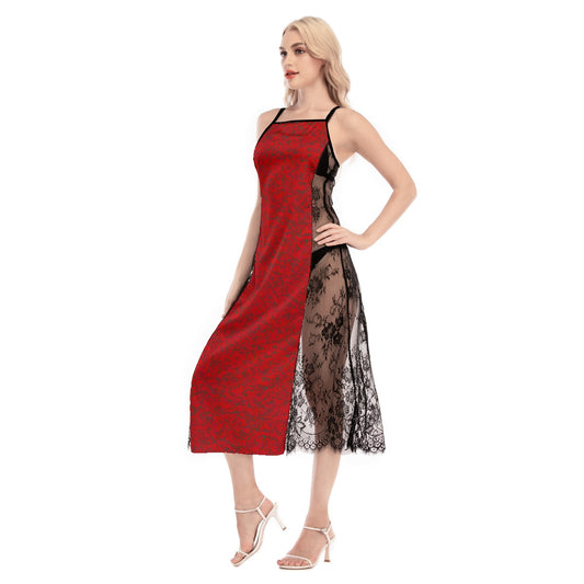 kokorepublic  Print Women's Lace Cami Cross Back Dress