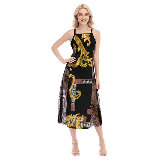 kokorepublic  Print Women's Lace Cami Cross Back Dress