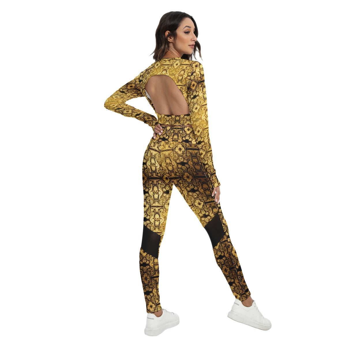 kokorepublic Print Women's Sport Set With Backless Top And Leggings